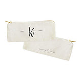 The Cotton & Canvas Co. Personalized Handwritten Monogram Initial K Pencil Case, Cosmetic Case and Travel Pouch for Office and Back to School
