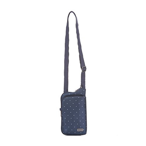 Pacsafe Daysafe Tech Crossbody - Everyday Anti-Theft Tech Crossbody Bag (Navy Polka Dot)
