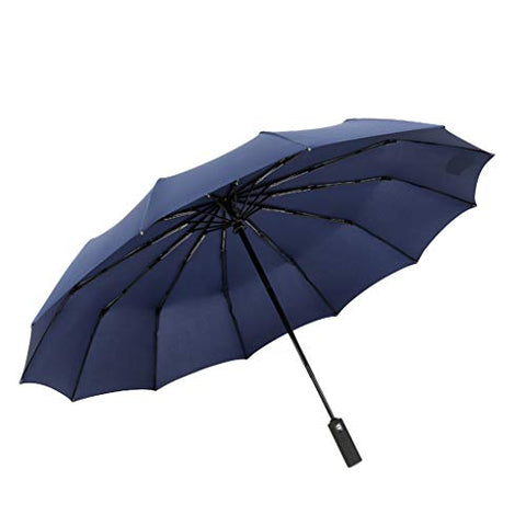 AutumnFall Large Umbrella Men/Women Three Folding Anti-UV Windproof Rain Outdoor Umbrella (blue)