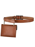 Clothink Women Leather Belt Fanny Pack Removable Belt with Waist Pouch Cell Phone Bag Brown