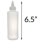 Twist Top Spout Natural Clear Refillable (BPA Free) Plastic Squeeze Bottle - 6 oz (6 pack) + Funnel and Labels