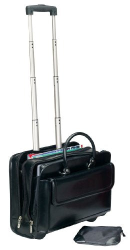 Bellino Leather 15" LaptopnComputer Tote w/ Wheels -Black