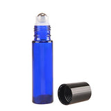 24 Pack,10 Ml Blue Glass Roller Bottle Bottles With Removable Stainless Steel Roller