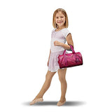 Bixbee Kids Duffle Bag, Dance Bag & Travel Bag for Sports, Gymnastics and Ballet with Adjustable Strap, Zippers, Pockets, and Flake-Resistant Glitter - Overnight Bag in Ruby Raspberry.