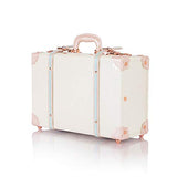 COTRUNKAGE Large 18" Carry On Suitcase Cute Pu Leather Overnight Vintage Trunk Luggage Bag for Women (18", Cream White)