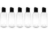 ljdeals 4 oz Clear Plastic Empty Bottles with Black Disc Top Caps, Refillable Containers for Shampoo, Lotions, Cream and more Pack of 6, BPA Free, Made in USA