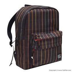 Brown Stripe Plaid Big P Backpack By Yak Pak