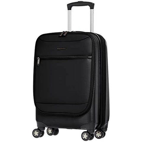 AmazonBasics Hybrid Hard-Softside Expandable Spinner Suitcase, 20-Inch Carry-On, Black