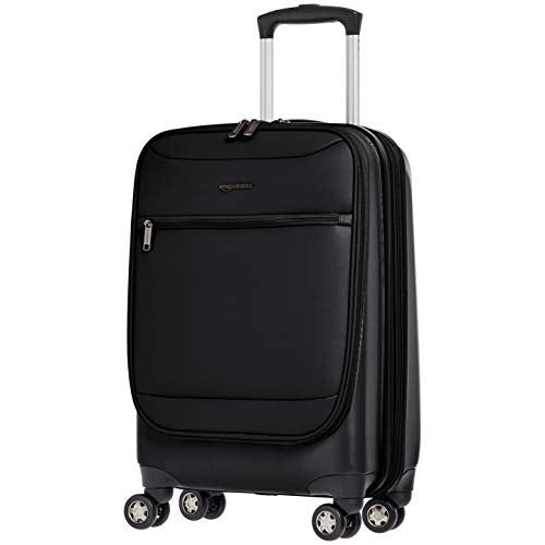 AmazonBasics Hybrid Hard-Softside Expandable Spinner Suitcase, 20-Inch Carry-On, Black