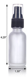 1 oz Frosted Clear Glass Boston Round Treatment Pump Bottle (24 pack) + Funnel and Labels for cosmetics, serums, essential oils, aromatherapy, food grade, bpa free