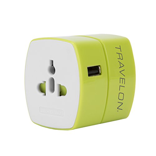 Travelon Universal Adapter With Usb Charger, Green
