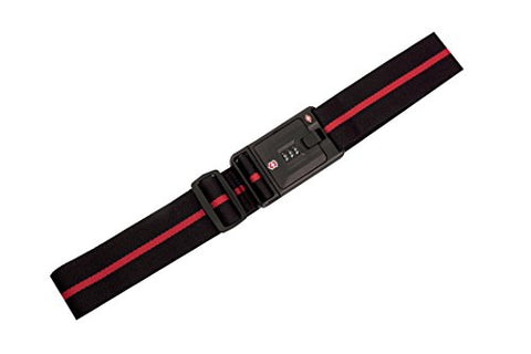 Victorinox Travel Sentry Approved Lockable Luggage Strap, Black/Red Logo