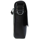 Boconi Tyler Tumbled Single Buckle Leather Messenger in Black w/ Khaki