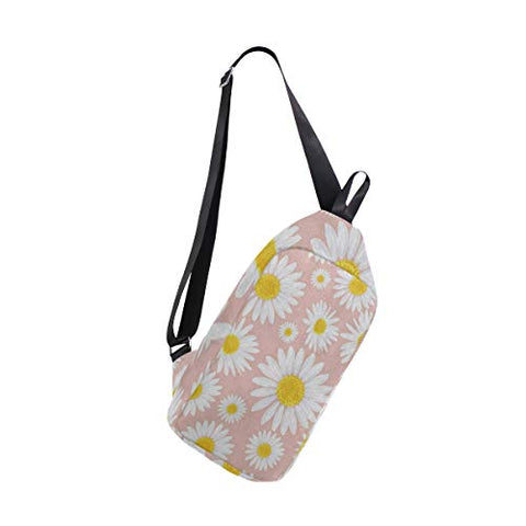 Lovexue Sling Bag Beautiful Floral Daisy Flower Mens Chest Shoulder Backpacks Crossbody Unbalance