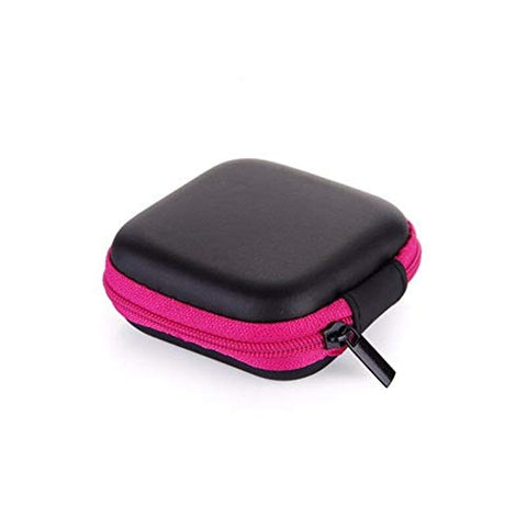 Colorful Portable Mini Zip Round Hard Storage Pouch Case Coin Purse Earphone (Color - Rose red)