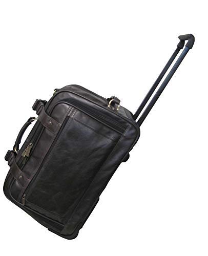 AmeriLeather Etta Leather Wheeled Duffel (Vintage Dark Brown)