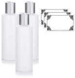 Clear Natural Refillable Plastic Squeeze Bottle with Disc Cap - 6 oz (3 Pack) + Labels