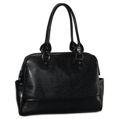 Buxton Femme Floral Ladies Computer Tote, Faux Leather, 17 x 3-1/2 x 12, Black
