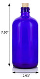 16 oz Cobalt Blue Glass Boston Round Bottle with Cork Stopper Closure + Funnel (2)