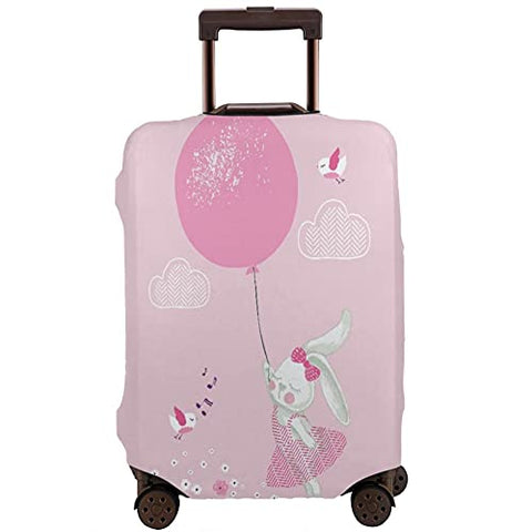 Travel Luggage Cover，Rabbit Girl With Balloon，Washable Elastic Durable , With Concealed Zipper Suitcase Protector Fits For 22-24 Inch -M.