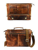 15.5 inch Leather Messenger Bag | Adjustable/Detachable Shoulder Strap | Multiple Compartments with