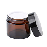2 oz Round Glass Jars (6 Pack) - Empty Cosmetic Containers with Inner Liners, black Lids and