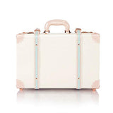 COTRUNKAGE Large 18" Carry On Suitcase Cute Pu Leather Overnight Vintage Trunk Luggage Bag for Women (18", Cream White)