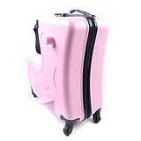 DNYSYSJ 20 Inch Children's Ride On Trolley Luggage, Portable Universal Wheel Luggage Carry On Luggage, Waterproof Unisex Boys Girls Travel Suitcase With Lock, ABS+PU (Pink)