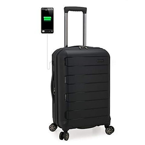 Traveler's Choice Pagosa Indestructible Hardshell Expandable Spinner Luggage, Black, Carry-on 22-Inch