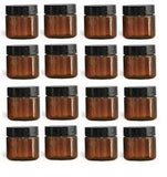 Nakpunar 16 pcs 1 oz Amber Brown Plastic Jars - Single wall PET Jar - BPA Free - Made in USA