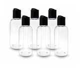 ljdeals 4 oz Clear Plastic Empty Bottles with Black Disc Top Caps, Refillable Containers for Shampoo, Lotions, Cream and more Pack of 6, BPA Free, Made in USA
