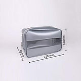 LIZHOUMIL Transparent Makeup Bag Storage Bags Travel Organizer Waterproof Makeup Beautician Cosmetic Bag Beauty Case Toiletry Bag Wash Bags Silver Medium