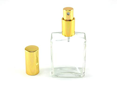 Skyway Refillable Travel Size 2 OZ Perfume Fragrance Bottle TSA Approved Pump Atomizer Spray Perfect for Purse and Traveling - Glass with Gold Accents