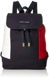 Tommy Hilfiger Flap Backpack for Women TH Flag Canvas,  Tommy Navy, One Size