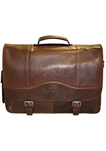Mancini Leather Goods Porthole 15.6" Laptop Briefcase with RFID Secure Pocket