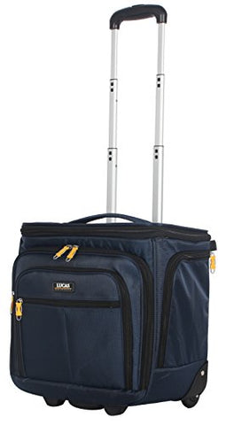 Lucas Convertible Under Seat Carry on Luggage - Expandable 15 Inch Weekender Overnight Business Travel Suitcase - Lightweight 2- Rolling Wheels Bag (Blue)