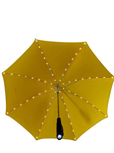 Rain Umbrella | LED UMBRELLA for Rain or Sun or Just for Fun | Quality Rain Umbrella for All Ages Boys/Girls/Adults |Great for Your Social Media Videos | Sun Wind Umbrella SJF Products (Yellow)