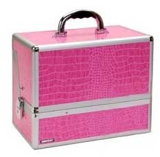 Beauty Case W Dividers (Pink Alligator)