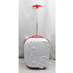 Hello Kitty 18" Rolling ABS Luggage Bag Hard Suit Case- White Face Bow