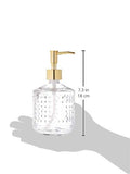 Circleware 32474 Vintage Gold Hobnail Dispenser Bottle Pumps in Metal Caddy 3-Piece Set of Home Bathroom Accessories, Farmhouse Decor for Essential Oils, Lotions, Liquid Soaps, 17.5 oz, Clear