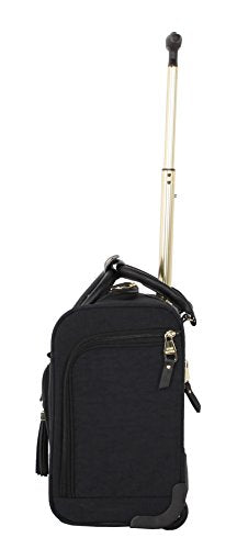  Steve Madden Designer 15 Inch Carry on Suitcase- Small Weekender  Overnight Business Travel Luggage- Lightweight 2- Rolling Spinner Wheels  Under Seat Bag for Women (Harlo Black)