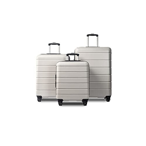 3 Piece Set Luggage Sets Women Men Teens Travel Suitcase with Lightweight TSA Lock Spinner, Home Outdoor Carry On Luggage with 4 Double Silent Wheels Adjustable Handle 20in 24in 28in, White