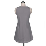 ♡QueenBB♡ Women's Sleeveless Pockets Casual Swing T-Shirt Short Dresses