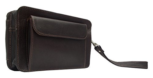 Piel Leather Organizer Bag, Chocolate, One Size