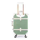 Uniwalker Mint Green Rolling Luggage Vintage Style Carry On Suitcase For Women (24", Mint Green)
