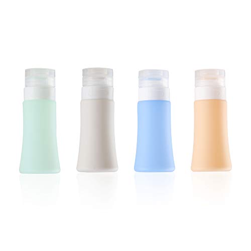 Travel Bottles Tsa Approved, Yamyone 3oz Leak Proof Travel Accessories BPA Free Silicone Cosmetic Travel Size Toiletry Containers for Shampoo Lotion Soap (4pcs)