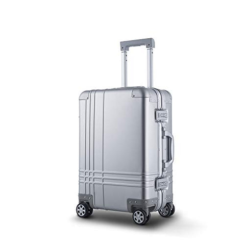 Bamboo Wolf 24-inch Aluminum-Magnesium Alloy Carry-on Hardside Suitcase Hard Shell Luggage, Built-In TSA Lock, Zipperless Fashion with Spinner Wheels for Travel / Business, Silver