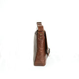 Boconi Becker Buckle Leather 15" Laptop Messenger Bag in Whiskey