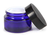 Vivaplex, 12, Cobalt Blue, 1 oz, Round Glass Jars, with Inner Liners and black Lids