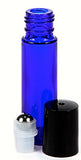Vivaplex, 6, Cobalt Blue, 10 ml Glass Roll-on Bottles with Stainless Steel Roller Balls - .5 ml Dropper Included